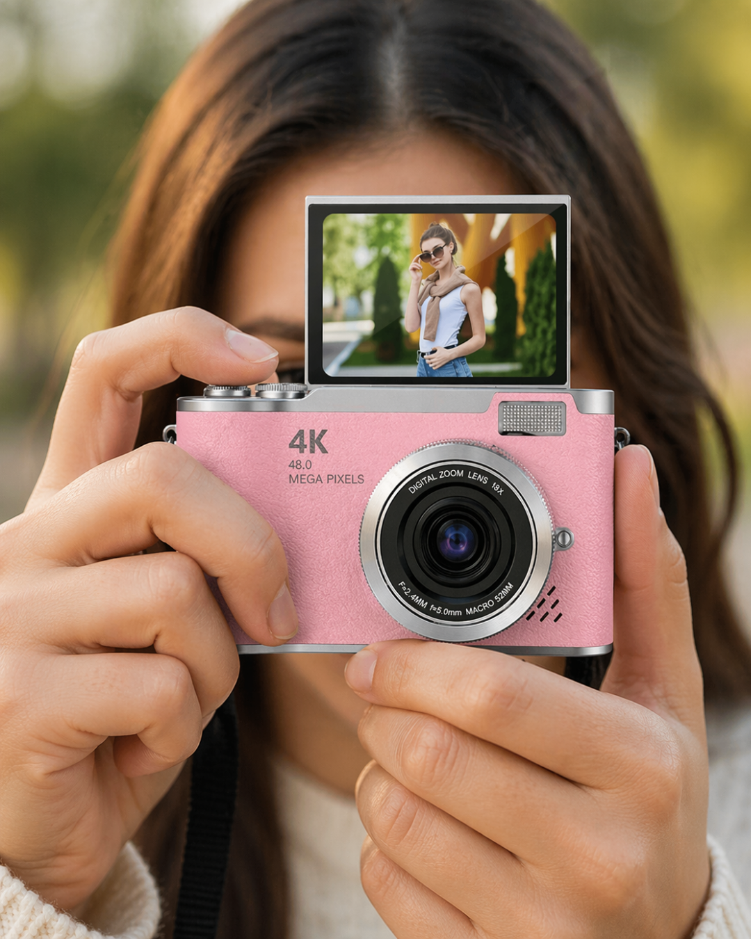 48 MP Vlog Kamera 1080P Video Flip Screen Uzun Pil Ömrü Selfie Kamera - Lisinya