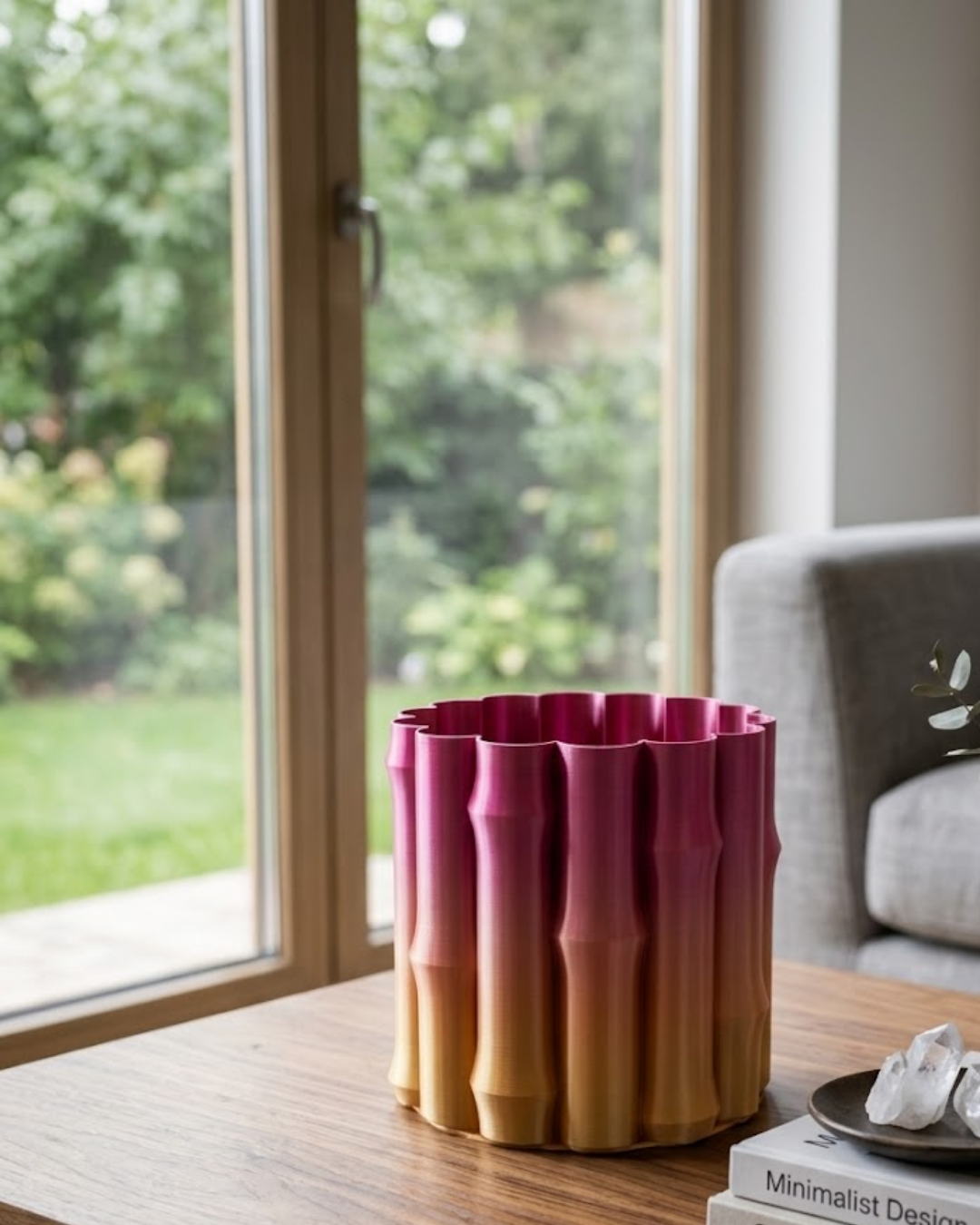 Modern 3D Baskı Mor Sarı Vazo Ev Ofis Dekorasyon Şık Tasarım - Lisinya