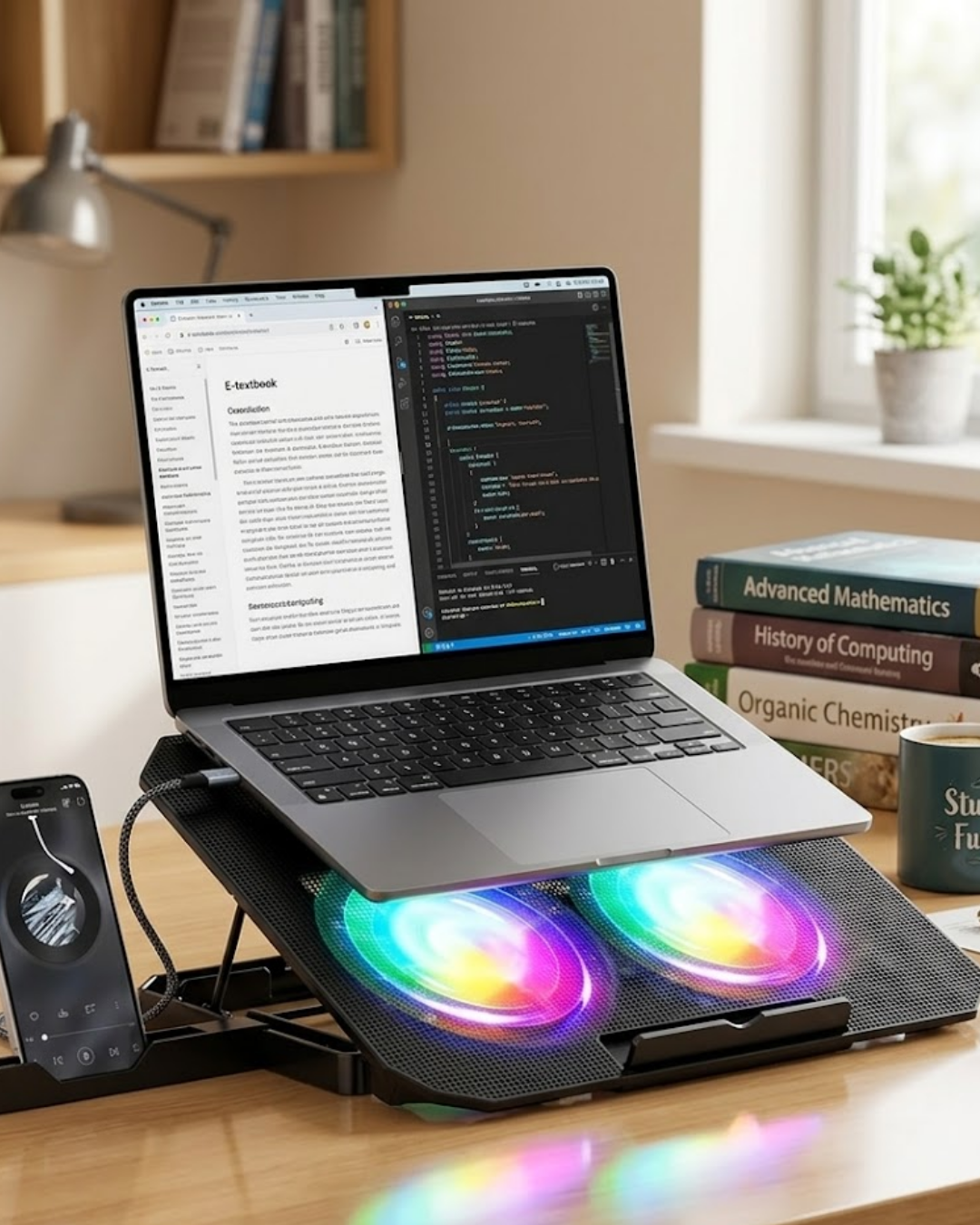 Notebook Soğutucu Stand RGB Aydınlatmalı İki Fanlı Laptop Altlığı - Lisinya Notebook Soğutucu Stand RGB Aydınlatmalı İki Fanlı Laptop Altlığı - Lisinya