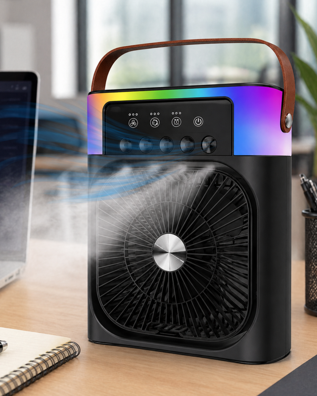Mini Klima Fan Buharlı Soğutucu RGB Led Işıklı Taşınabilir Masaüstü Fan - Lisinya