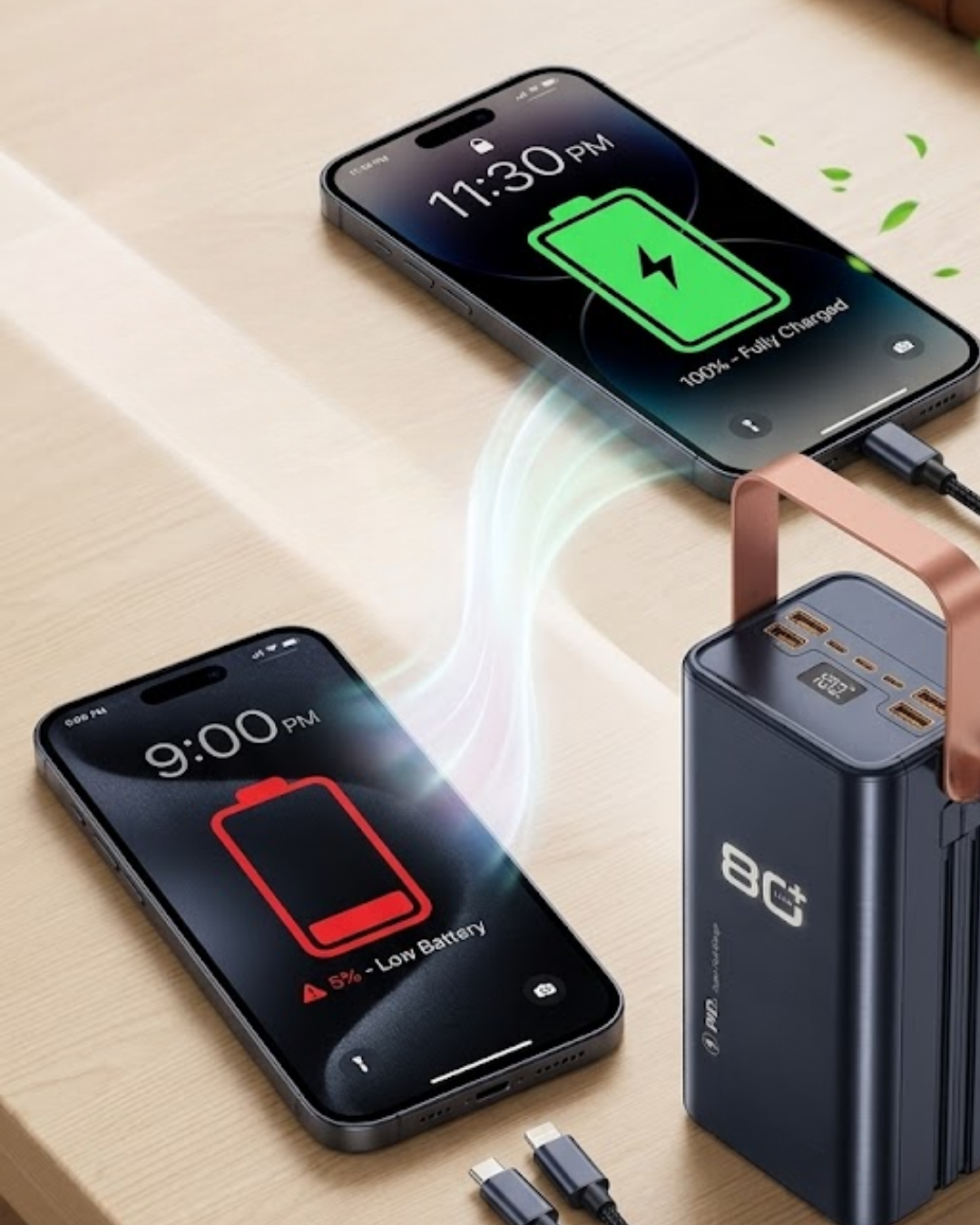 Ultra Güçlü Powerbank 80000 mAh Çoklu Cihaz Şarj Destekli LED Ekranlı Taşınabilir Batarya - Lisinya