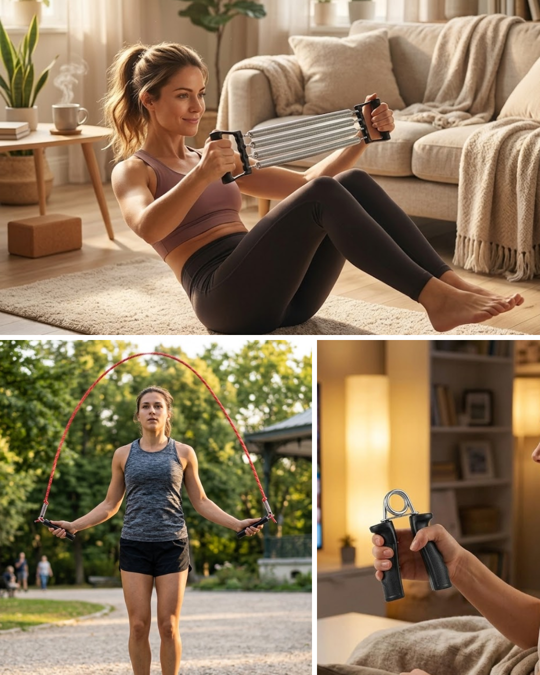 Evde Spor Seti Atlama İpi El Güçlendirici ve Karın Aleti - Lisinya