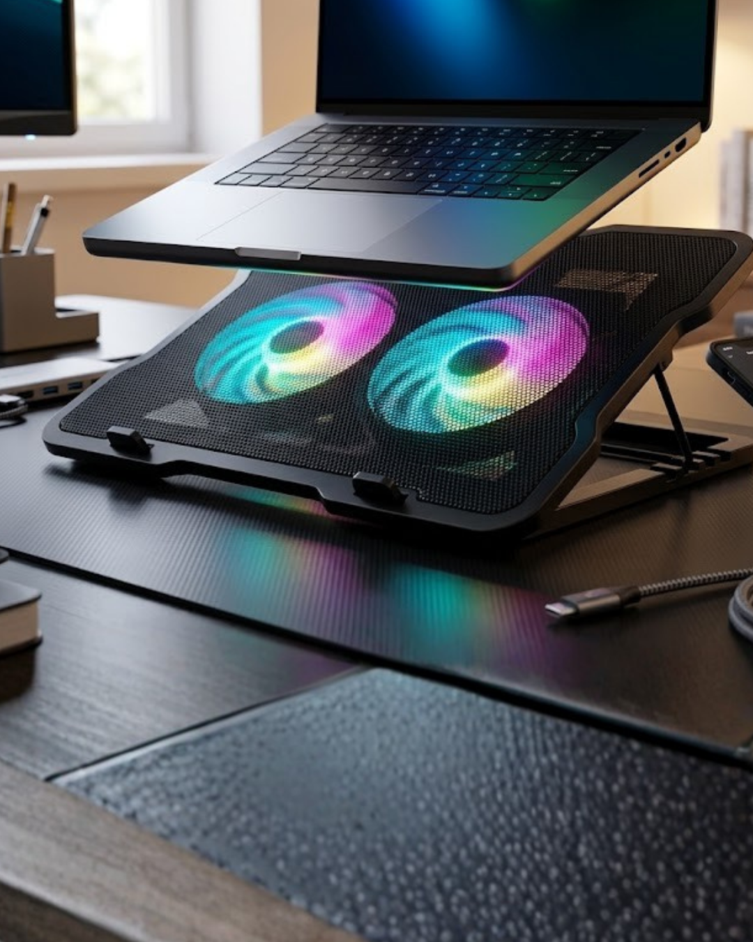 Ayarlanabilir Laptop Soğutucu Çift Fan RGB Işıklı Sessiz Çalışan - Lisinya Ayarlanabilir Laptop Soğutucu Çift Fan RGB Işıklı Sessiz Çalışan - Lisinya