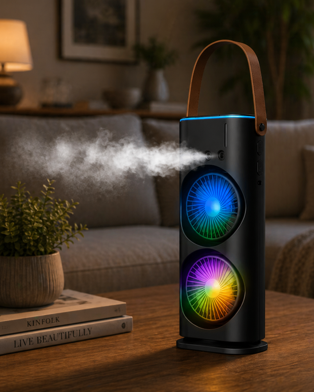 Çift Fanlı Nemlendiricili Masaüstü Soğutucu USB Girişli Sessiz Serinletici - Lisinya