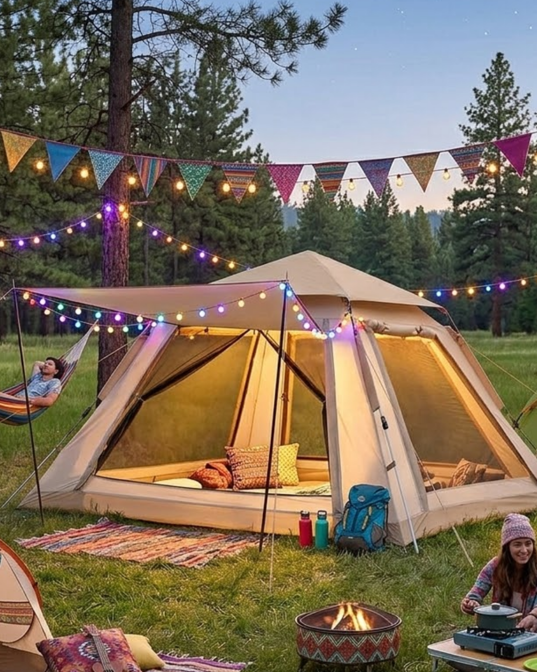 Güneşlikli Kamp Çadırı 240x240x160 cm 6 Kişilik Kolay Kurulum Outdoor - Lisinya Güneşlikli Kamp Çadırı 240x240x160 cm 6 Kişilik Kolay Kurulum Outdoor - Lisinya