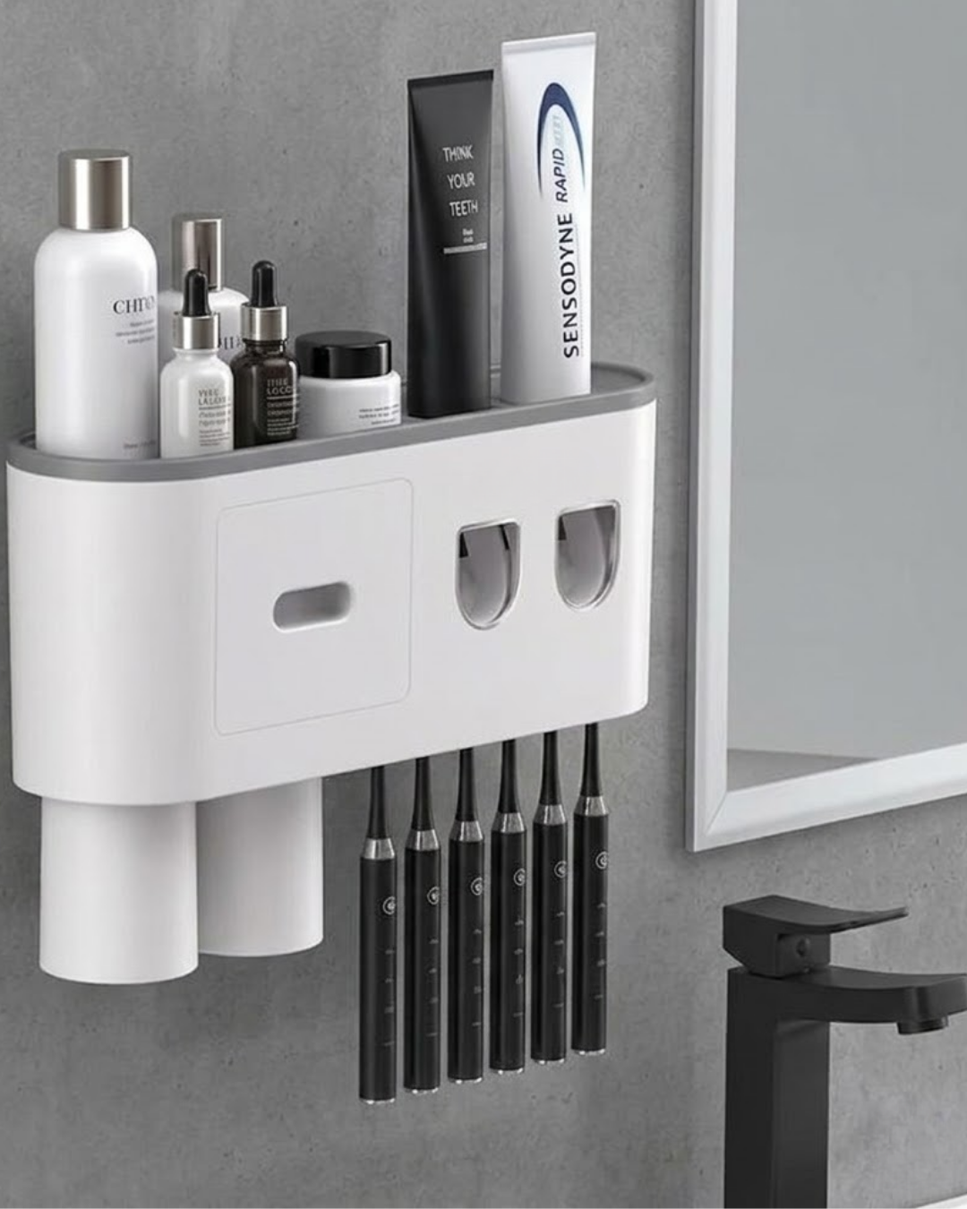 Çok Fonksiyonlu Diş Fırçası Tutucu Otomatik Dispenser Bardaklı Organizer - Lisinya Çok Fonksiyonlu Diş Fırçası Tutucu Otomatik Dispenser Bardaklı Organizer - Lisinya
