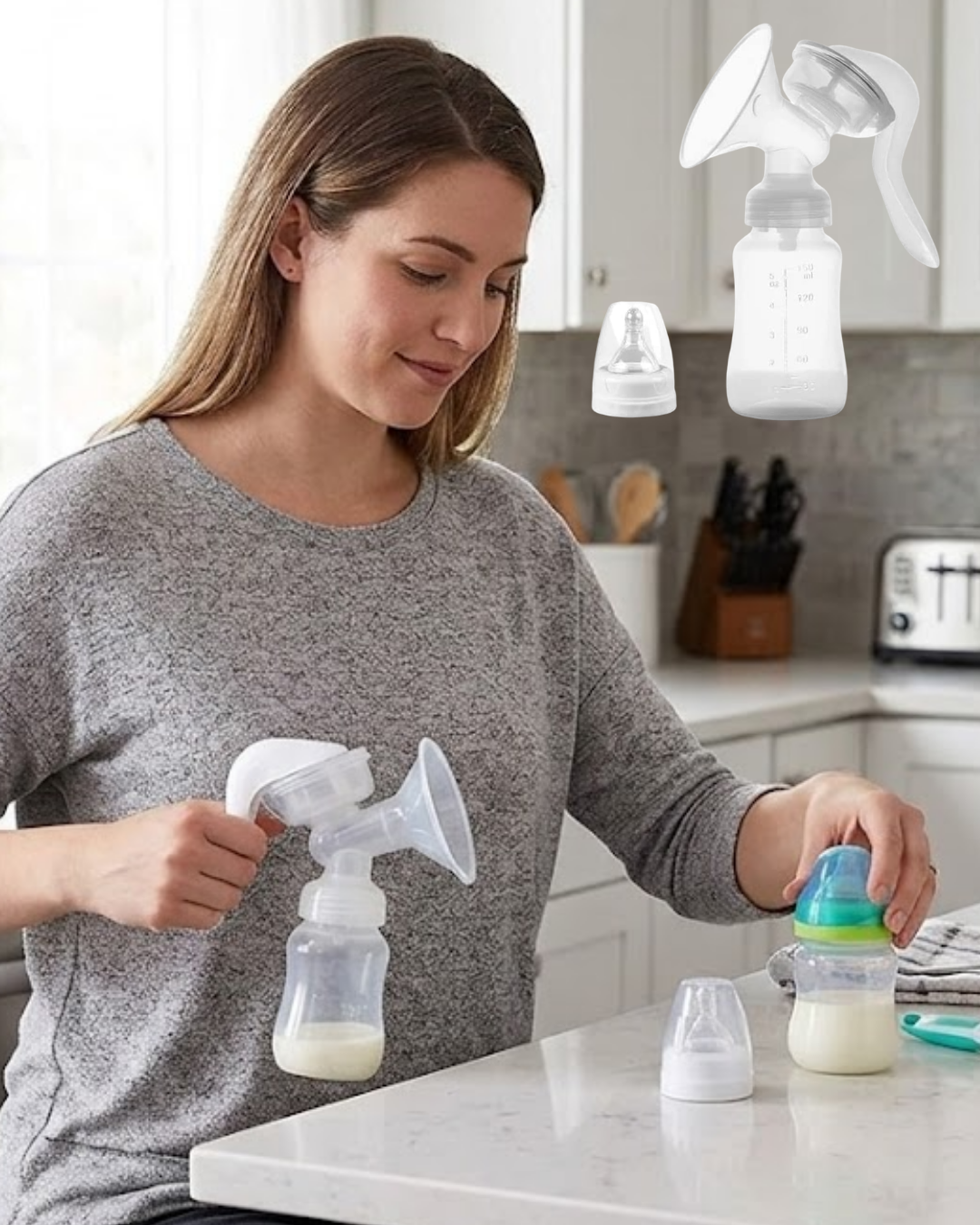BPA İçermez Manuel Anne Sütü Pompası Biberon Başlıklı Ergonomik - Lisinya BPA İçermez Manuel Anne Sütü Pompası Biberon Başlıklı Ergonomik - Lisinya