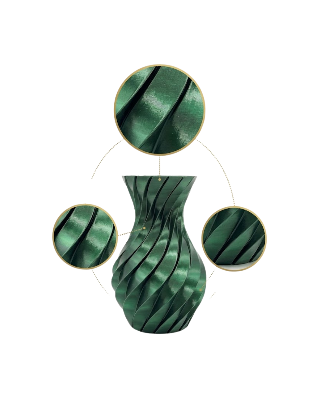 3D Spiral Yeşil Vazo Modern Tasarım Dekoratif Ev ve Ofis Aksesuarı - Lisinya