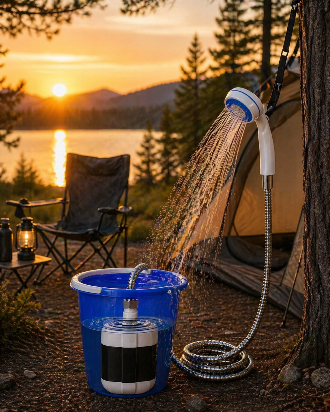Kamp Duşu Taşınabilir Su Pompalı Dış Mekan Kullanım Seti - Lisinya