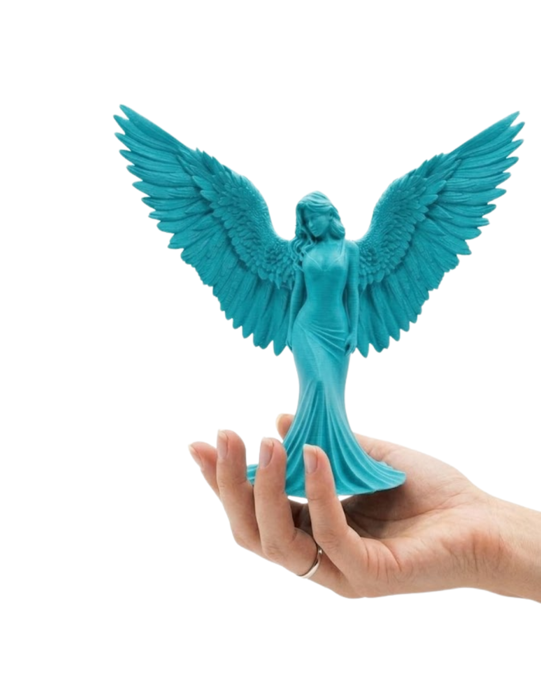 Turkuaz Melek Biblo 3D Dekoratif Angel Figür Küçük Boy Ev Aksesuarı - Lisinya