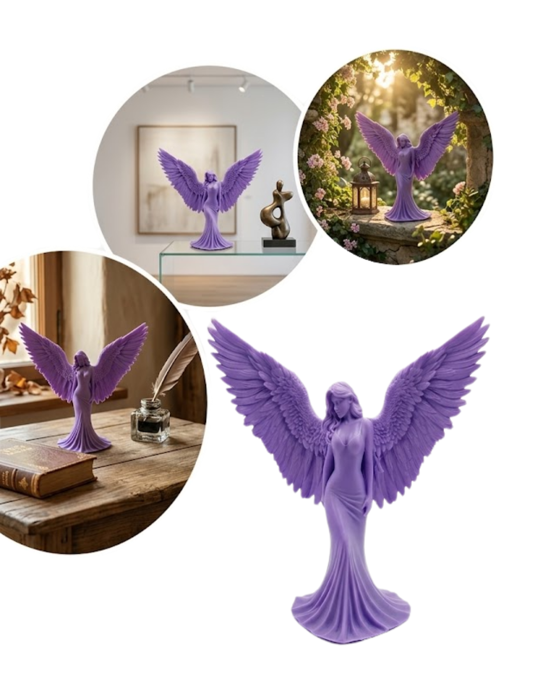 Lila Melek Biblo 3D Dekoratif Angel Figür Ev Aksesuarı - Lisinya