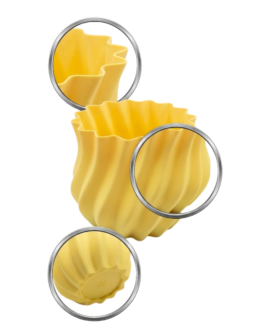 3D Kıvrımlı Sarı Vazo Modern Dekoratif Ev Aksesuarı Şık Tasarım - Lisinya