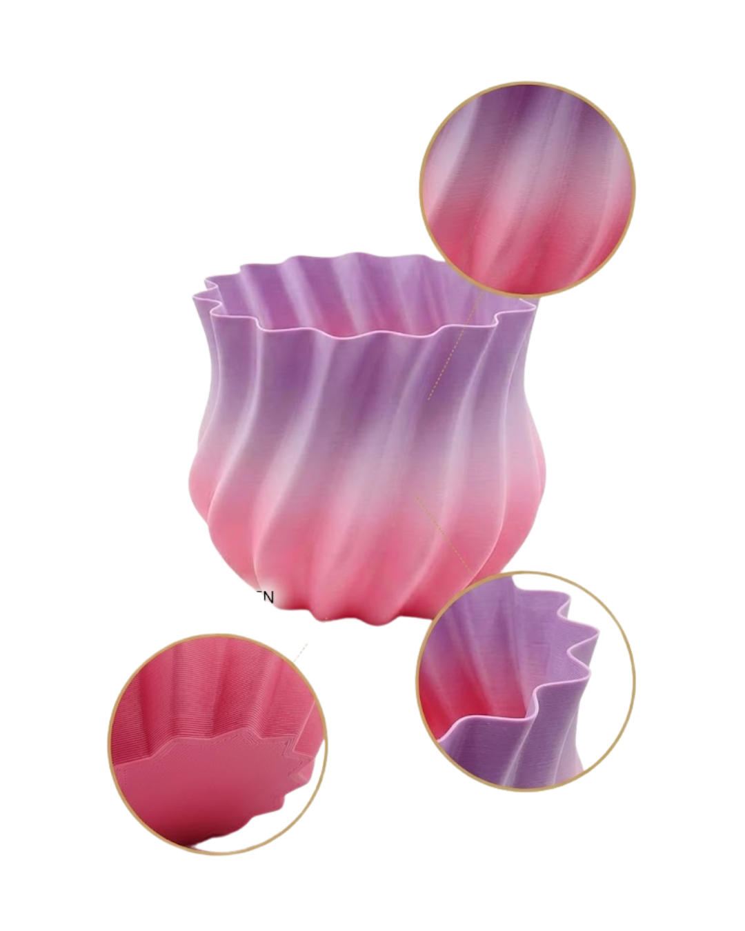 3D Kıvrımlı Pembe Lila Vazo Modern Dekoratif Şık Ev Aksesuarı - Lisinya