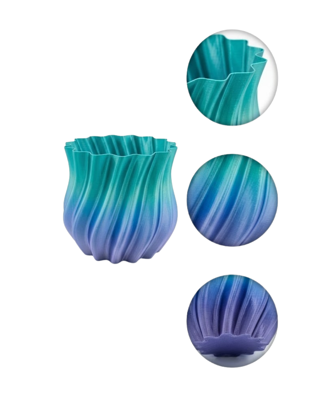 3D KIVRIMLI VAZO MAVİ - Lisinya