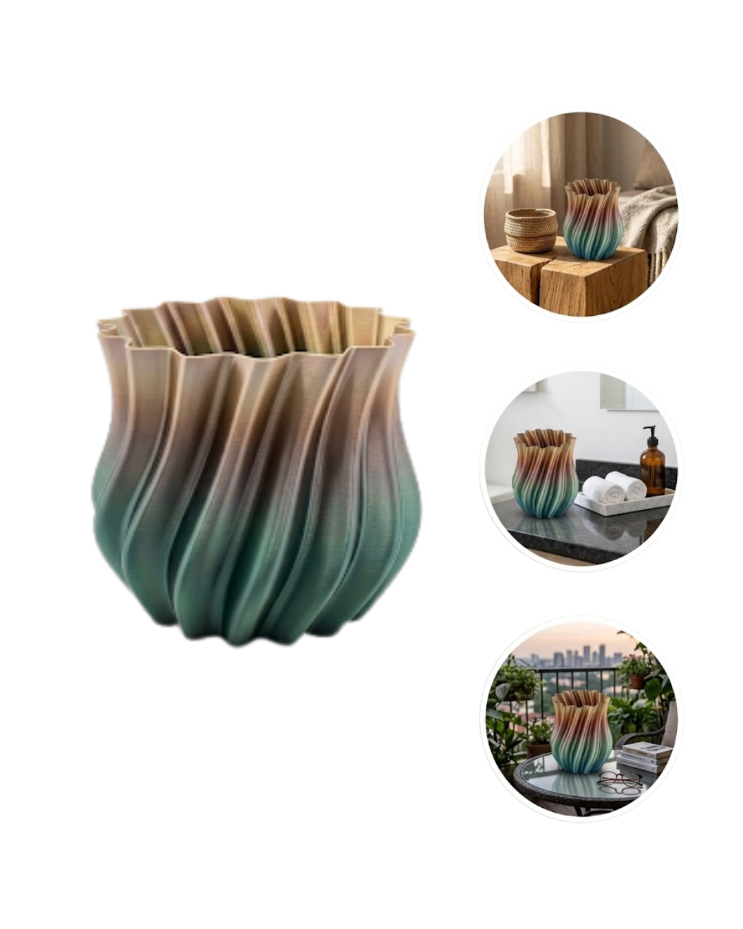 3D KIVRIMLI VAZO SİYAH - Lisinya