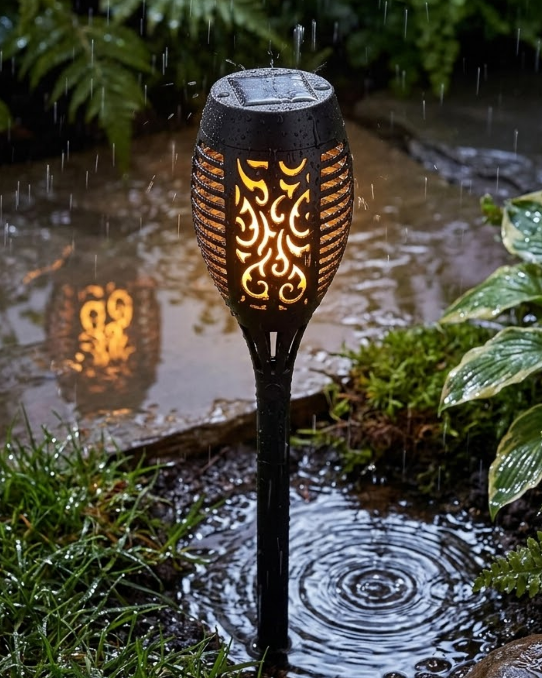 Solar Alev Işıklı Bahçe Lambası Enerji Tasarruflu Sensörlü Dekoratif Dış Mekan Aydınlatma - Lisinya