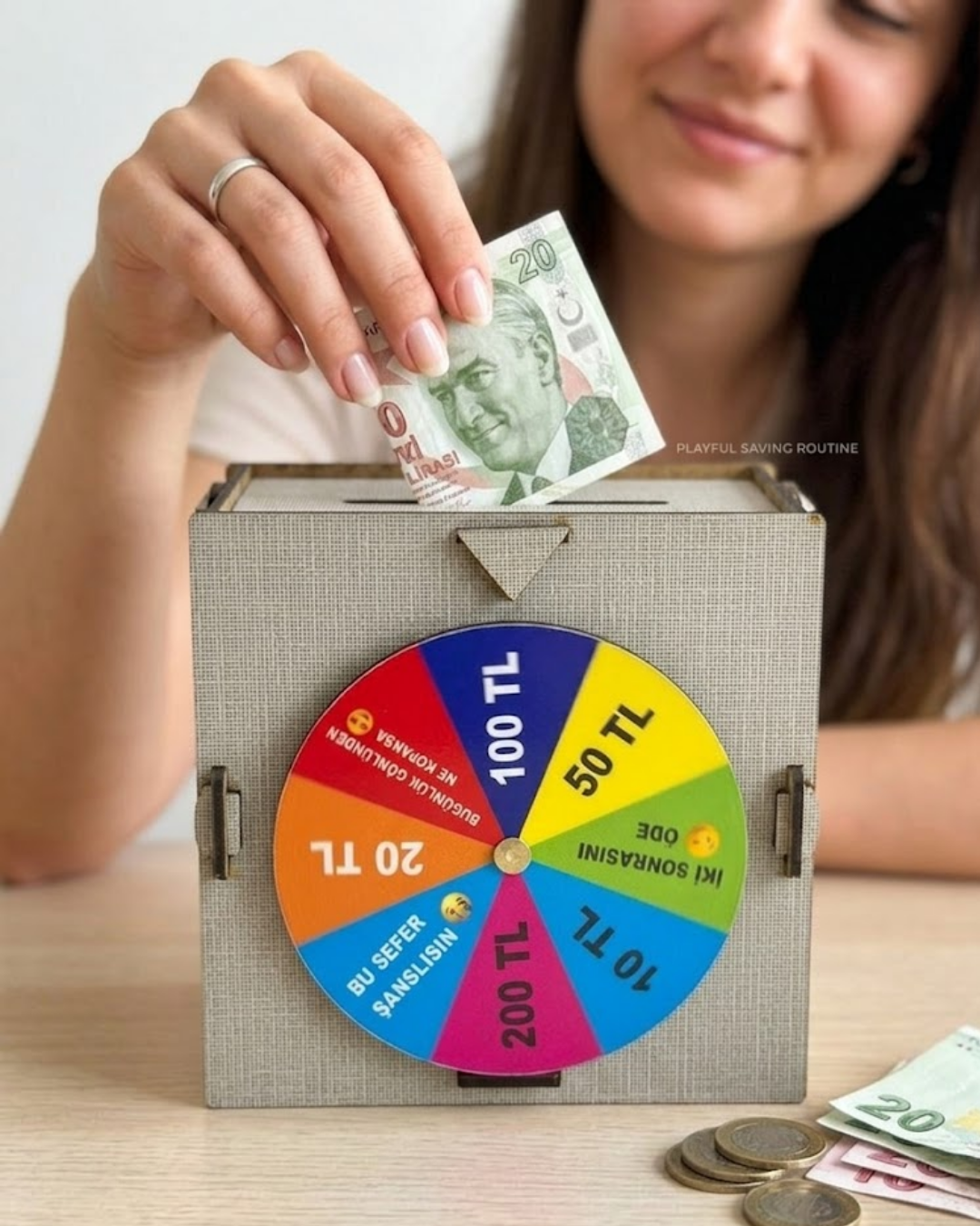 Eğlenceli Şans Çarklı Kumbara Tasarruf Oyunu Para Biriktirme - Lisinya