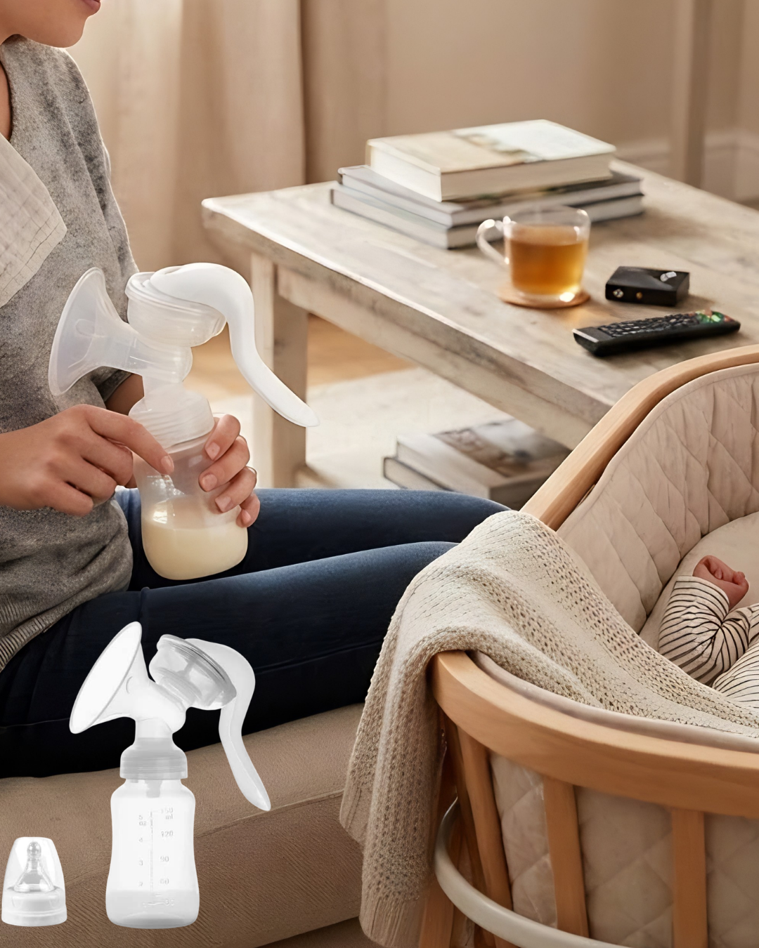 Taşınabilir Manuel Göğüs Pompası Ayarlanabilir Vakumlu 180 ML Şişeli - Lisinya Taşınabilir Manuel Göğüs Pompası Ayarlanabilir Vakumlu 180 ML Şişeli - Lisinya