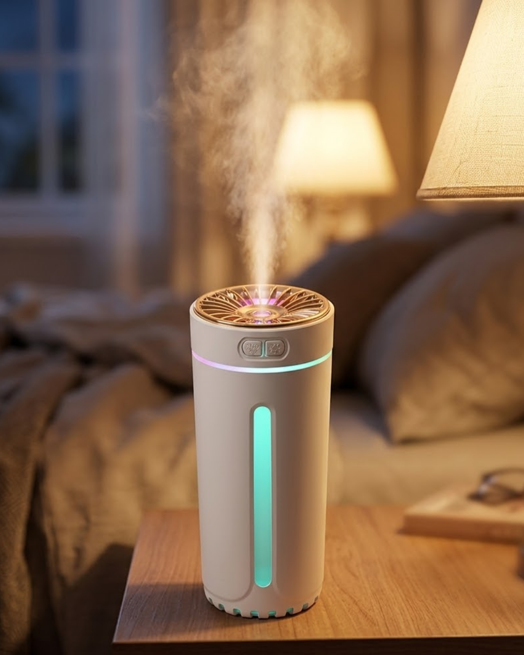 Araç İçin Buhar Makinesi 5 Esans Hediyeli Renkli Işıklı Nemlendirici - Lisinya