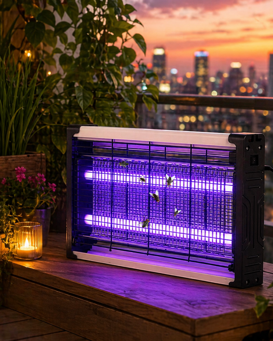 Ev Balkon Mutfak İçin Elektrikli Sinek Savar UV Işıklı Sessiz Lamba - Lisinya