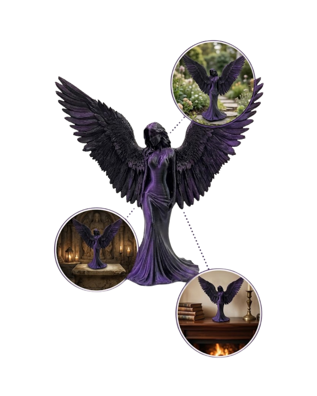 Küçük Boy Mor Melek İnsan Biblo Estetik Dekoratif Obje - Lisinya