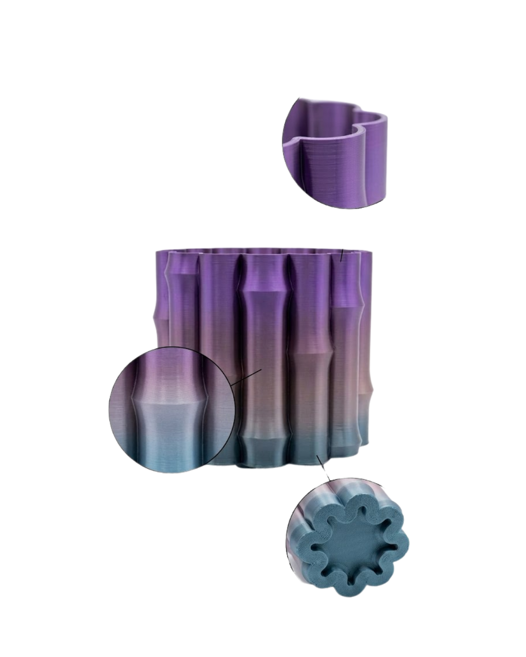 Modern Dekoratif Vazo Mor Gri Geçişli Şık Tasarım Masa Üstü Kullanım - Lisinya