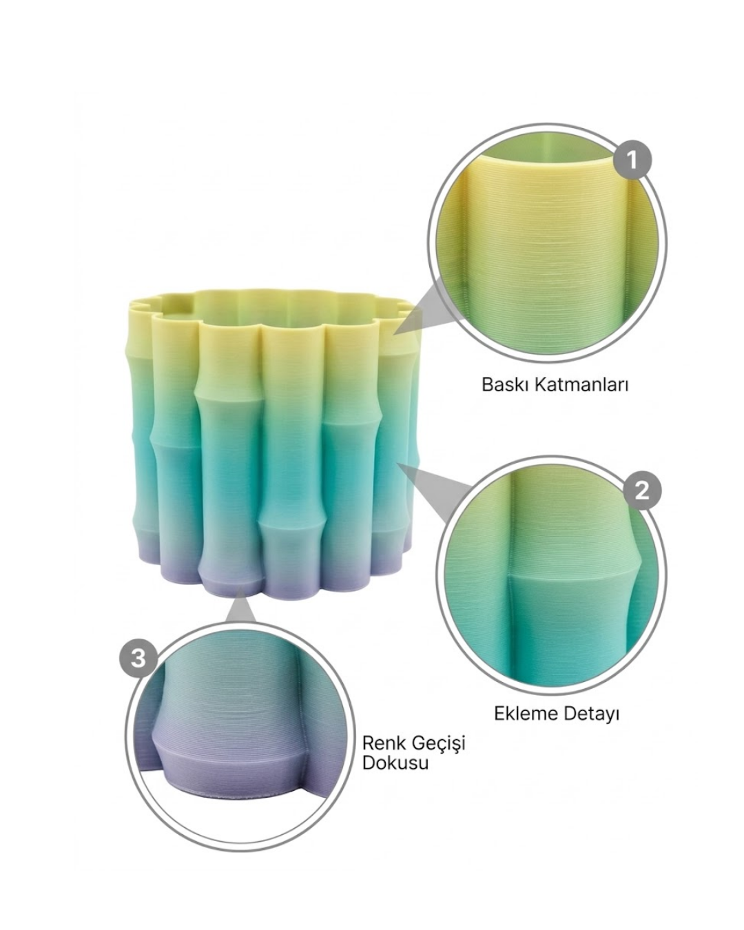 Modern Dekoratif Vazo Yeşil Geçişli Şık Tasarım Masa Üstü Kullanım - Lisinya