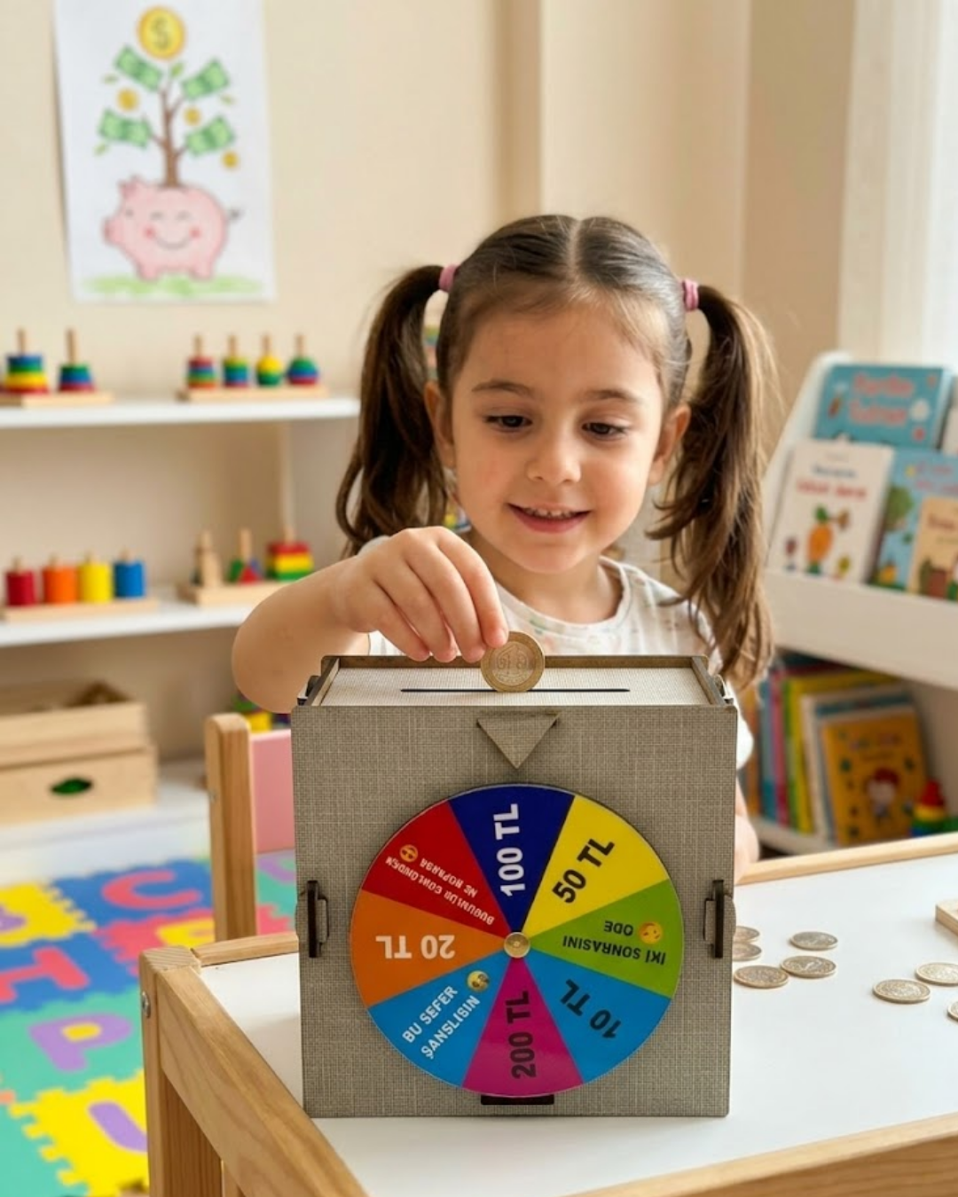 Dekoratif Şans Çarklı Kumbara Para Biriktirme Oyunu - Lisinya