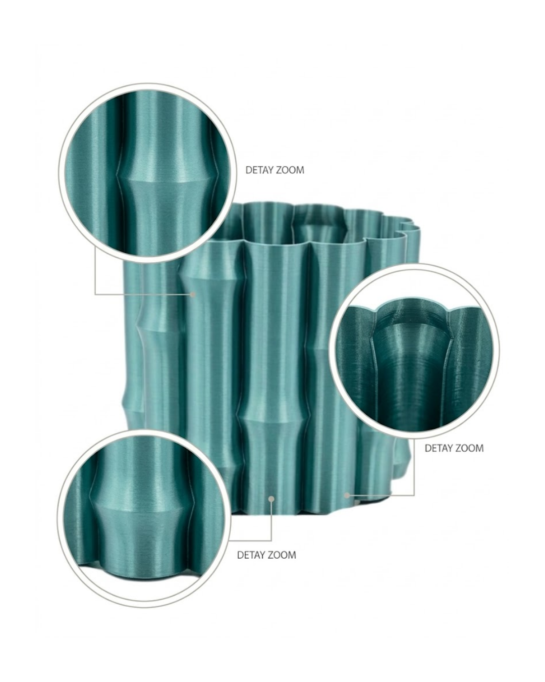Parlak Yeşil Dekoratif Vazo Modern Tasarım Şık Masa Üstü Aksesuar - Lisinya