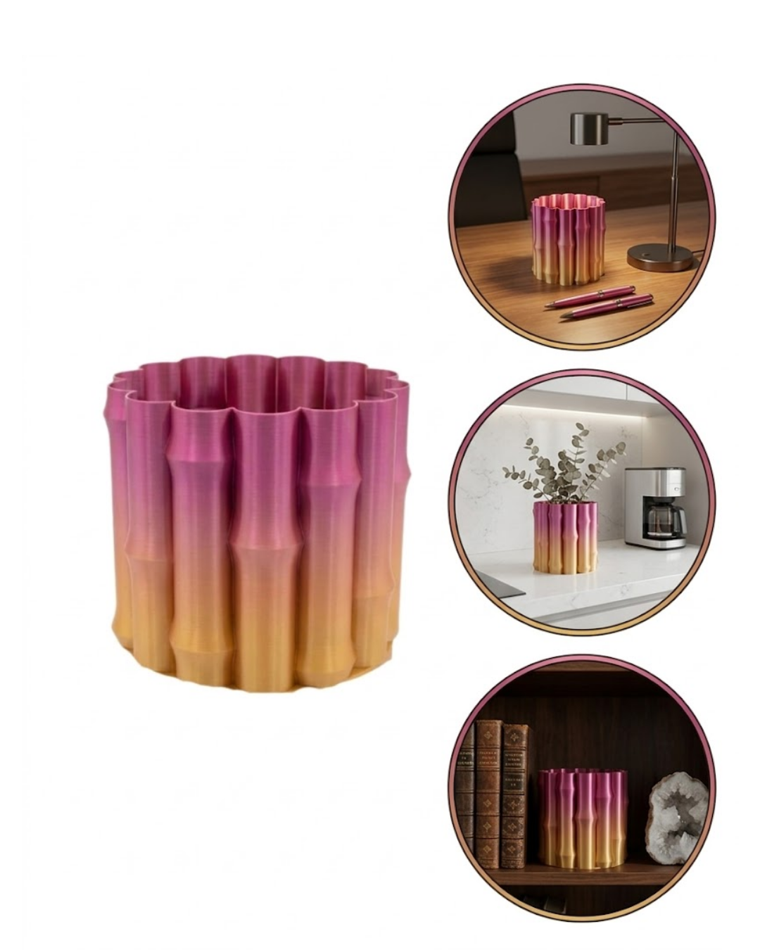 3D Dekoratif Mor Sarı Vazo Modern Tasarım Estetik Ev Aksesuarı - Lisinya