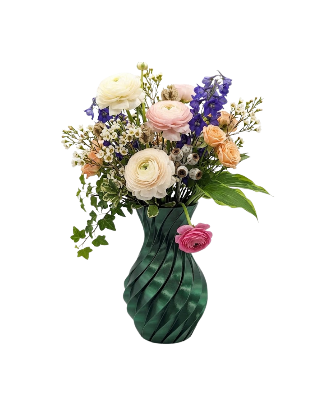 3D Spiral Yeşil Vazo Modern Tasarım Dekoratif Ev ve Ofis Aksesuarı - Lisinya