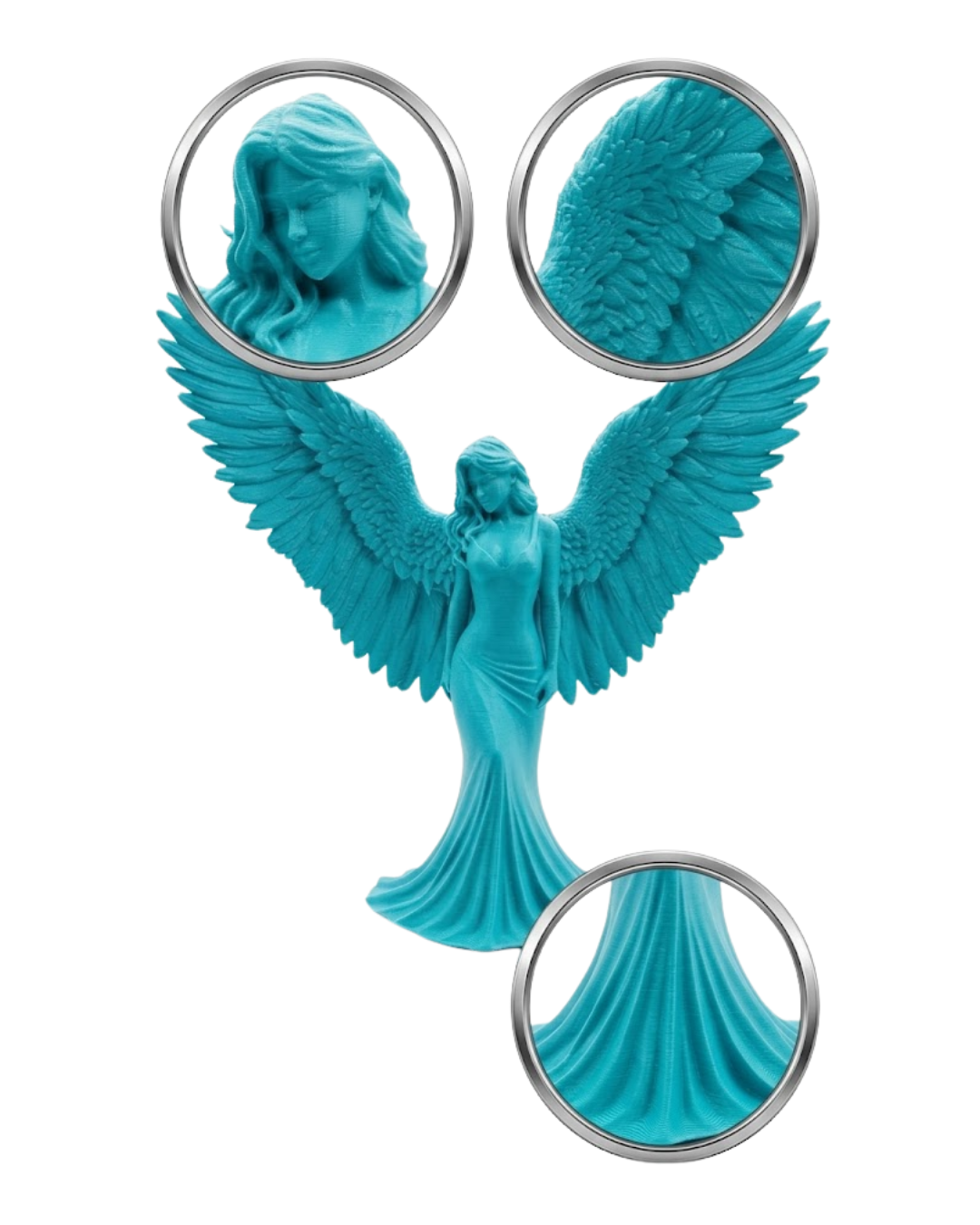 Turkuaz Melek Biblo 3D Dekoratif Angel Figür Küçük Boy Ev Aksesuarı - Lisinya