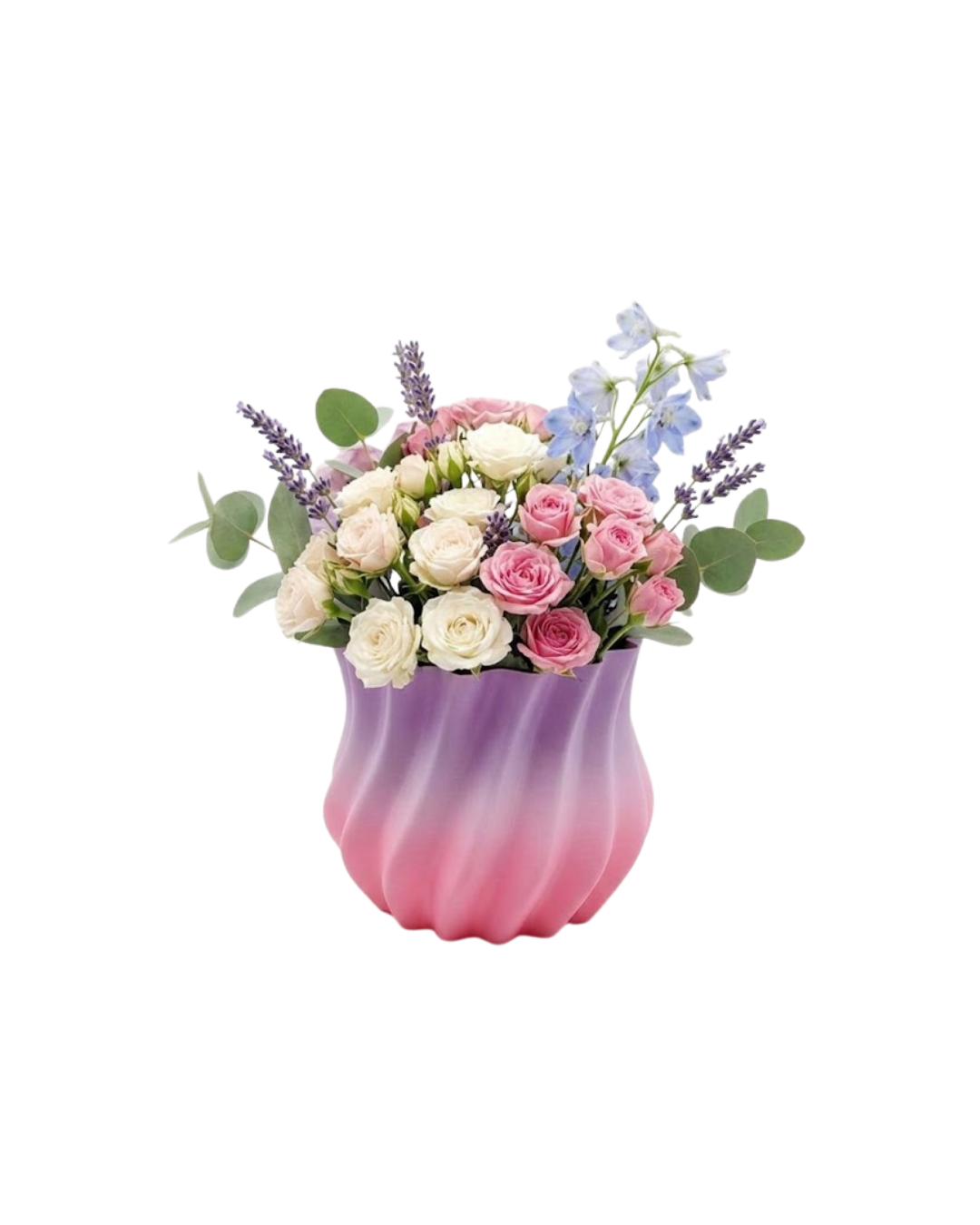 3D Kıvrımlı Pembe Lila Vazo Modern Dekoratif Şık Ev Aksesuarı - Lisinya