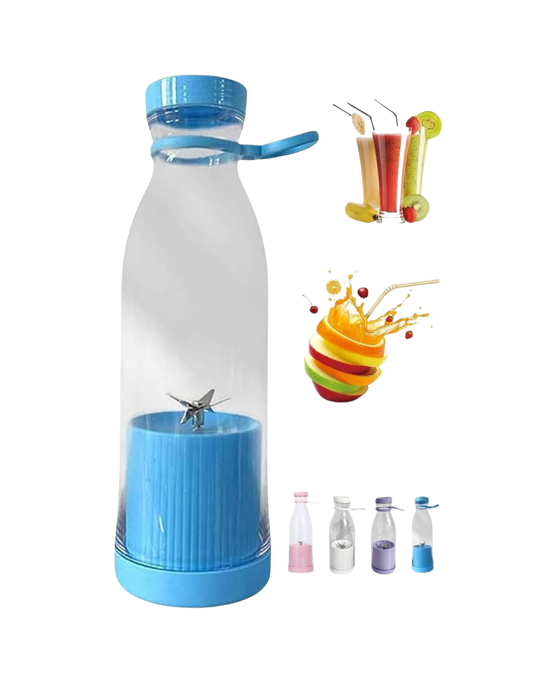 Şarjlı Taşınabilir Blender 380 ml USB Kablosuz Smoothie ve Meyve Karıştırıcı - Lisinya