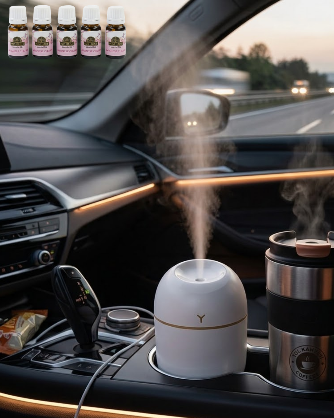 Taşınabilir Hava Nemlendirici 5 Esans Hediyeli LED Işıklı Aromaterapi Buhar Makinesi - Lisinya