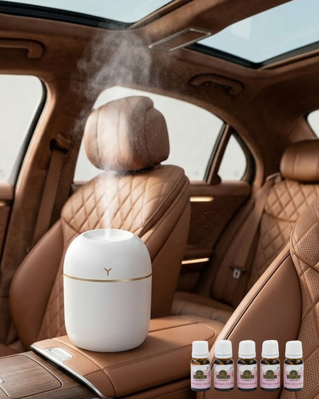 Aromaterapi Özellikli Mini Hava Nemlendirici 5 Esans Hediyeli LED Işıklı Difüzör - Lisinya