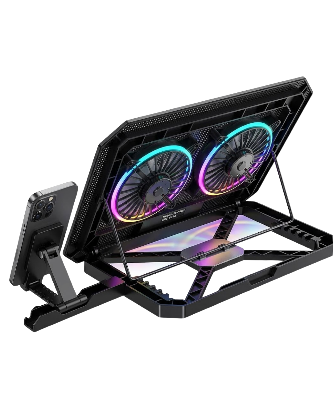 Ayarlanabilir Laptop Soğutucu Çift Fan RGB Işıklı Sessiz Çalışan - Lisinya