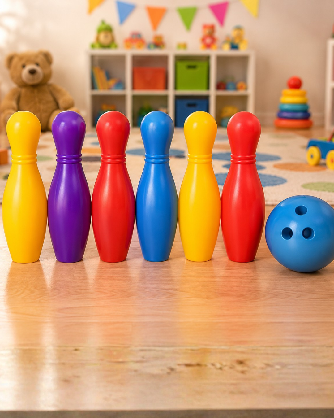 Renkli Çocuk Bowling Oyunu 6 Kukalı Eğitici Eğlence Seti - Lisinya