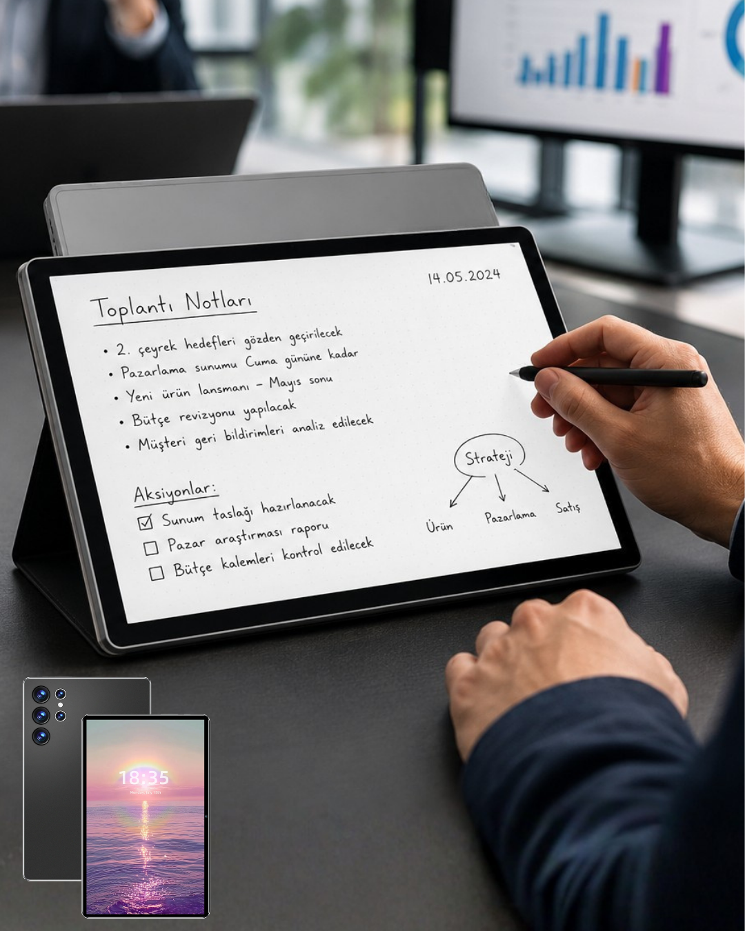 10.1 İnç Android Tablet 16GB RAM 1TB Depolama Klavyeli Tablet Seti - Lisinya
