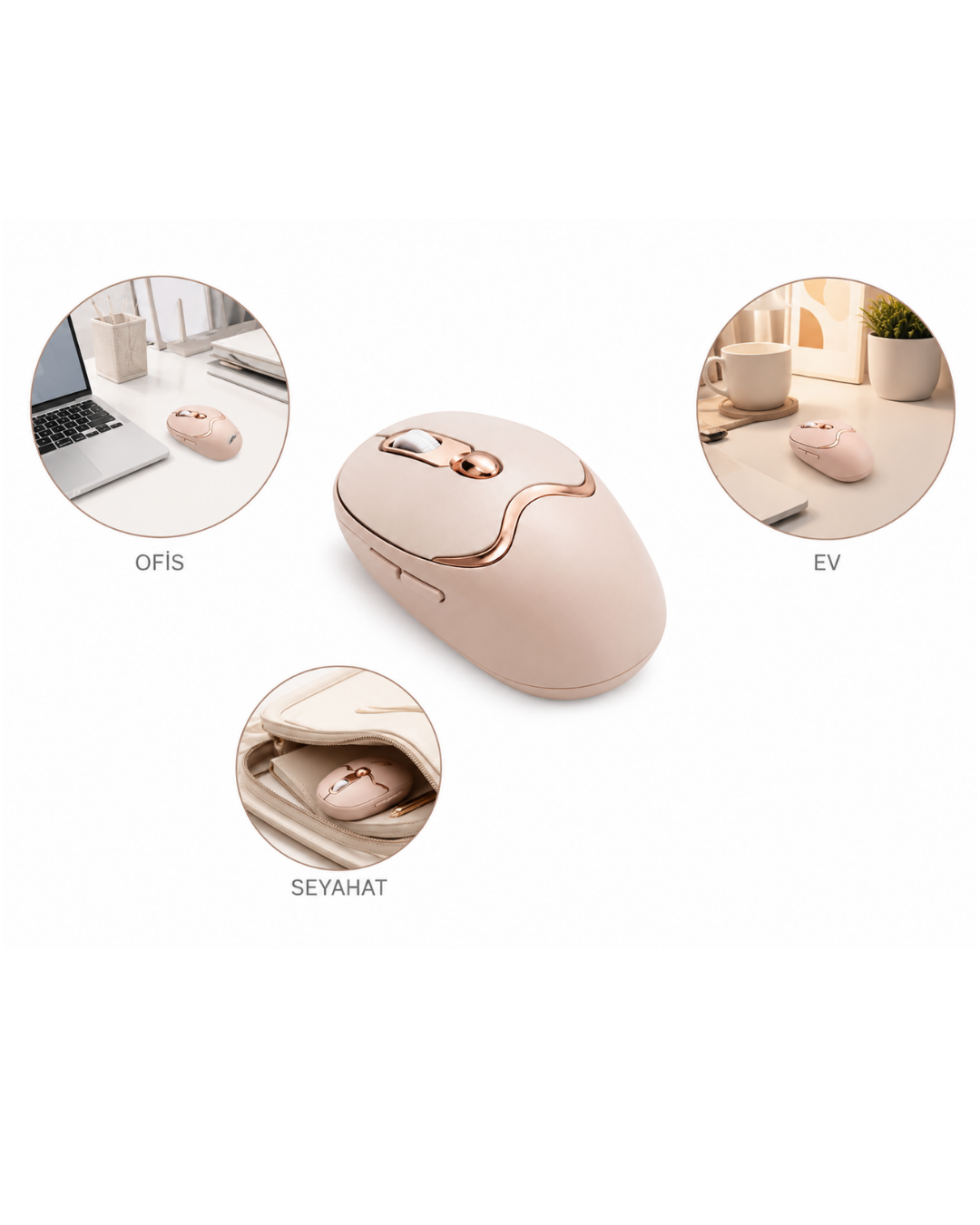 Bluetooth ve 2.4G Destekli Sessiz Kablosuz Mouse Şarjlı Tasarım - Lisinya