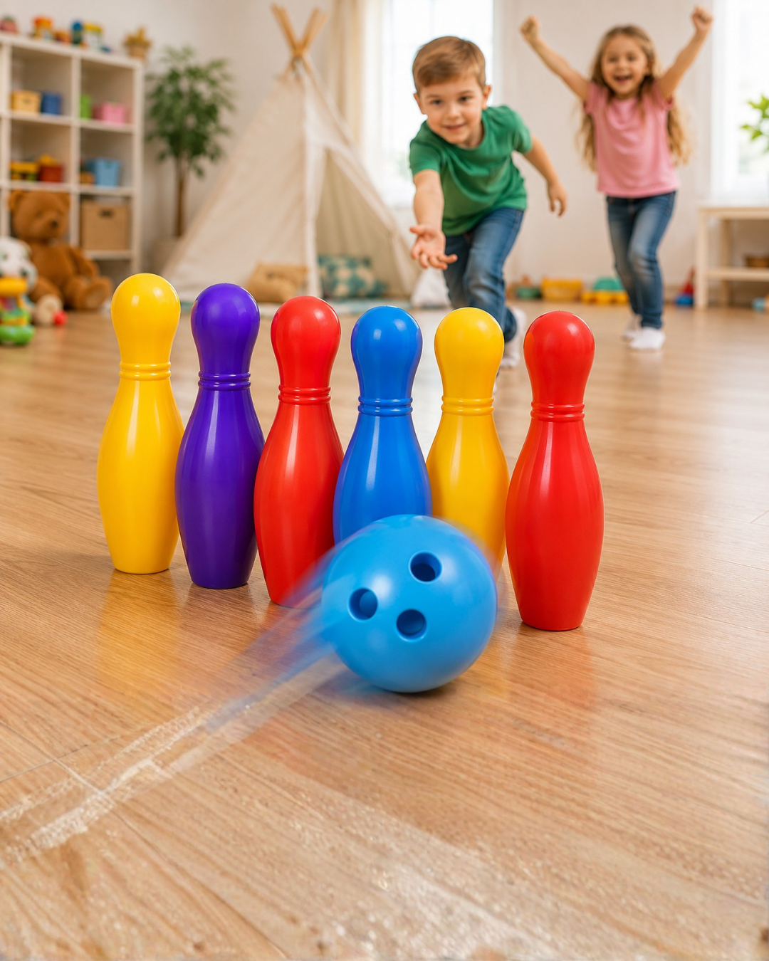 Çocuk Bowling Seti Renkli Top ve 6 Kuka İçeren Eğitici Oyun - Lisinya Çocuk Bowling Seti Renkli Top ve 6 Kuka İçeren Eğitici Oyun - Lisinya