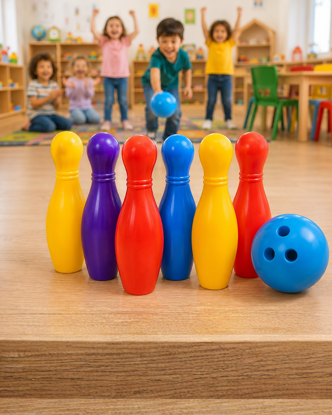 Eğlenceli Bowling Oyuncak Seti Çocuklar İçin Renkli Kuka ve Top - Lisinya