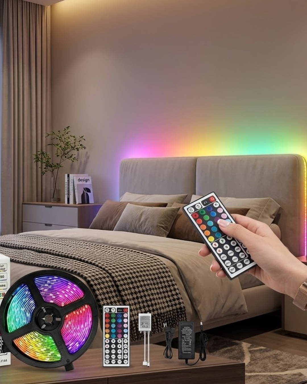 Kumandalı RGB Şerit Led 5 Metre Renk Değiştiren Dekoratif LED Işık - Lisinya