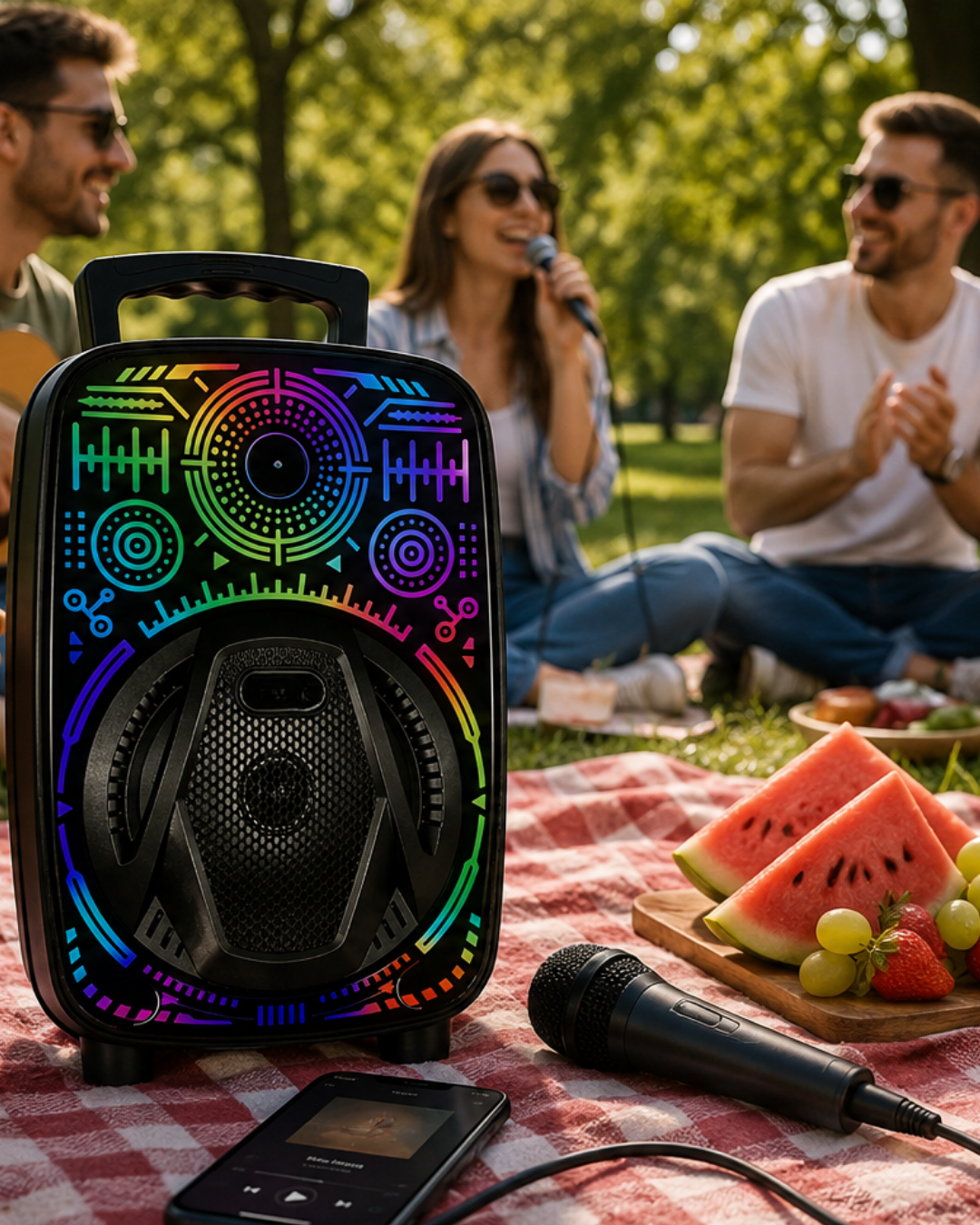 Karaoke Hoparlör RGB LED Işıklı USB FM Radyo Destekli Taşınabilir Speaker - Lisinya Karaoke Hoparlör RGB LED Işıklı USB FM Radyo Destekli Taşınabilir Speaker - Lisinya