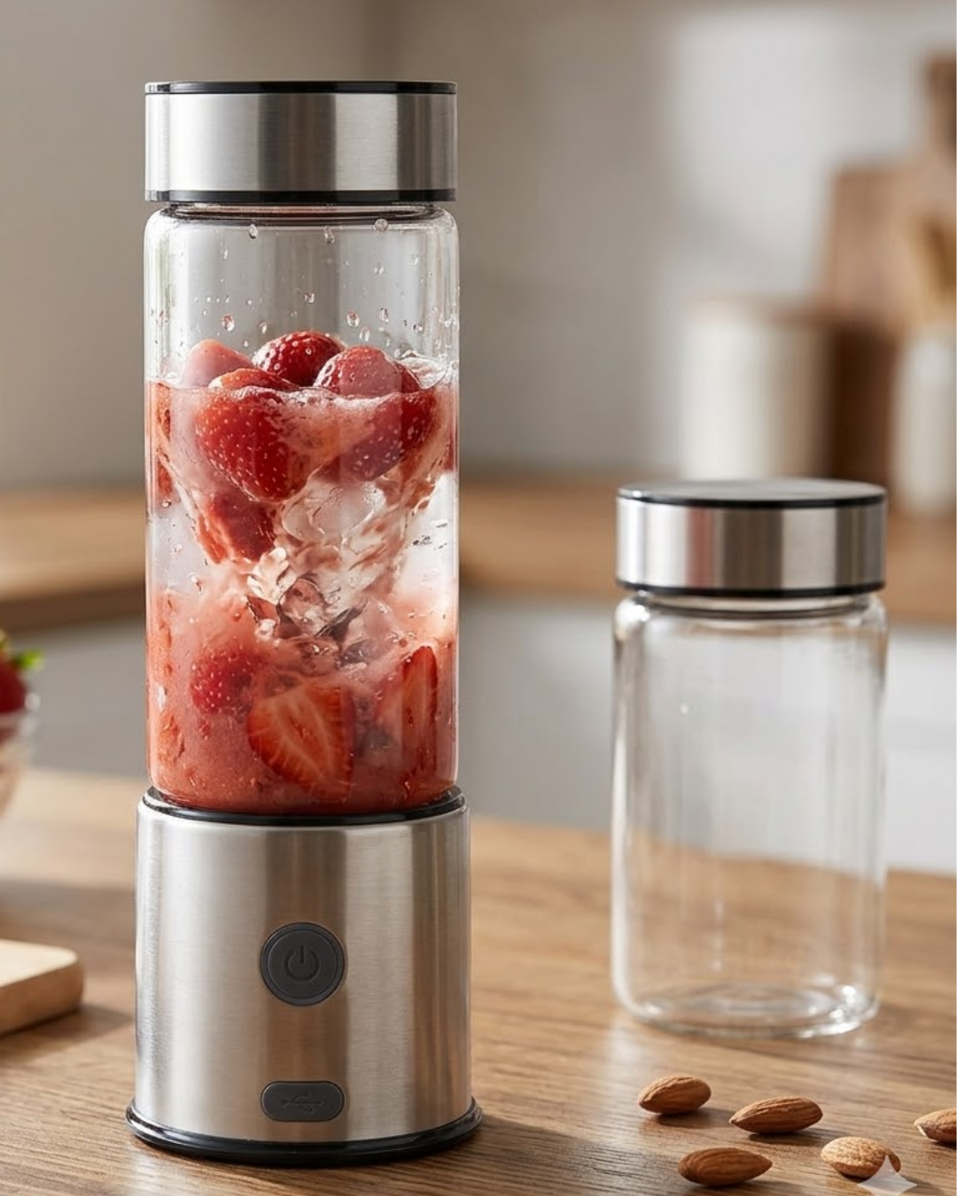 USB Type C Şarjlı Cam Blender 6 Bıçaklı Smoothie ve Shake Blender - Lisinya USB Type C Şarjlı Cam Blender 6 Bıçaklı Smoothie ve Shake Blender - Lisinya
