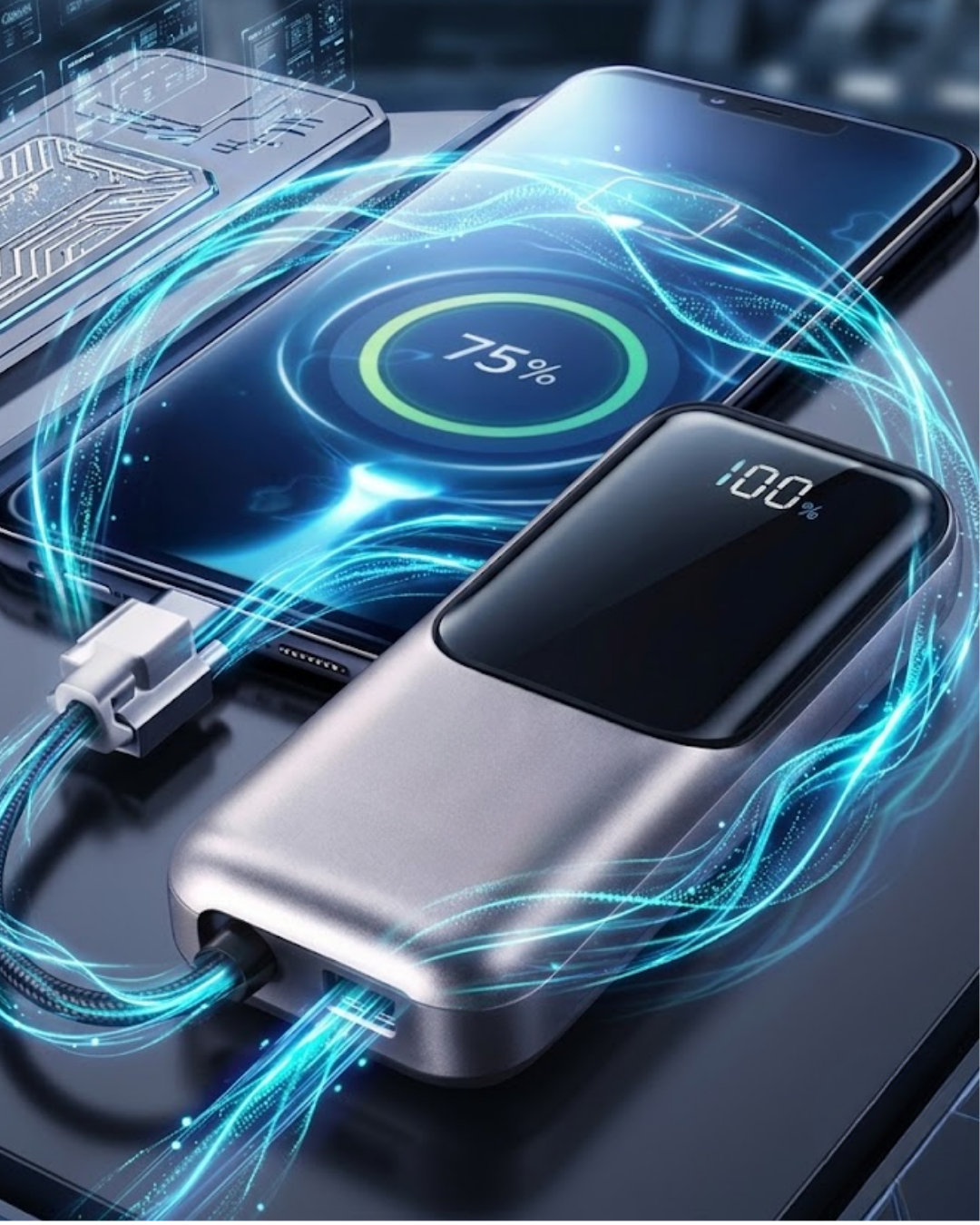 LED Ekranlı Süper Fast Charge Özellikli Mini Powerbank - Lisinya