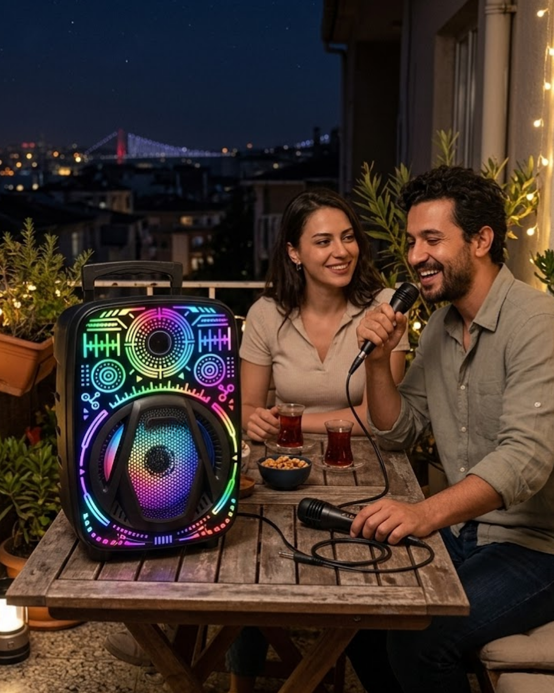 Taşınabilir Bluetooth Speaker Mikrofonlu RGB Işıklı Karaoke Ses Sistemi - Lisinya Taşınabilir Bluetooth Speaker Mikrofonlu RGB Işıklı Karaoke Ses Sistemi - Lisinya