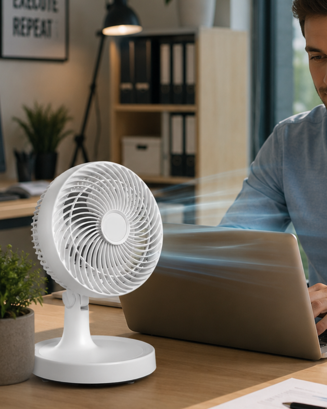 Kompakt Mini Fan Otomatik Salınımlı Sessiz Masaüstü Vantilatör - Lisinya