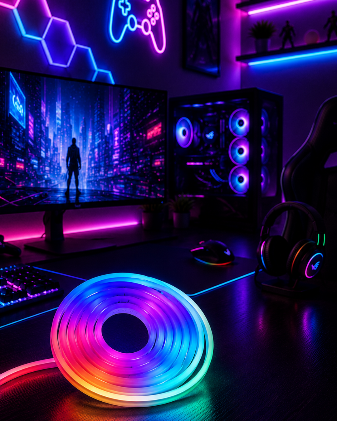 Kumandalı Su Geçirmez RGB Led Şerit Işık Müzik Senkronlu Neon Led - Lisinya