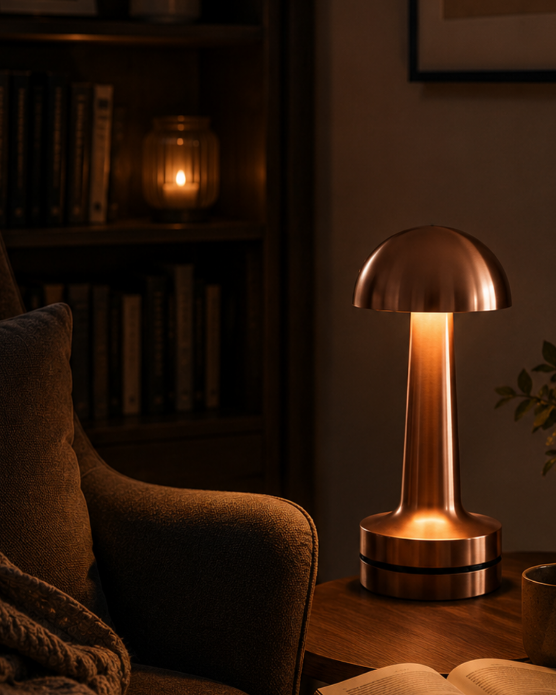 Dokunmatik Mantar Gece Lambası Bronz LED Masa Aydınlatması - Lisinya
